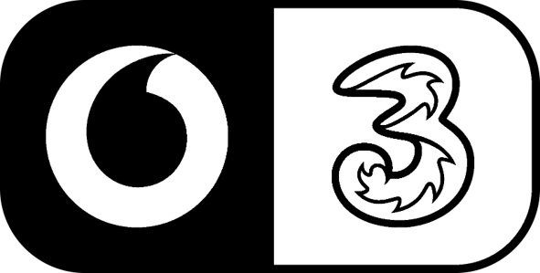 Vodafone Three logo black